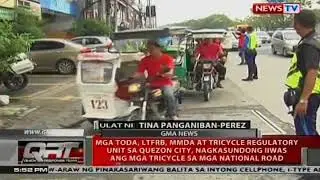 Toda, LTFRB, MMDA at tricycle regulatory unit, nagkasundong iiwas ang mga tricycle sa mga nat'l rd.