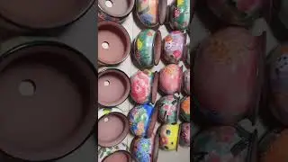 Handpainted pot round belly 10cm*around 8cm