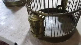 Vintage Brass Bird Cage w/ Revolving Feeders~Rising Phoenix Antiques