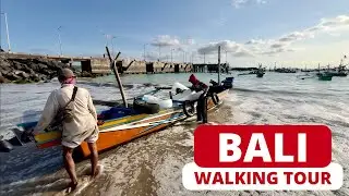 🇮🇩 BALI Jimbaran. First time watching Balinese Fishermen Go To Sea. 4K VIRTUAL WALKING TOUR