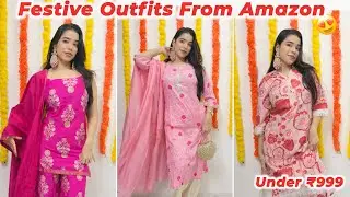 Desi Outfits For Festive Season 😍Amazon Finds Under ₹999 🥰 #festivefinds #shortkurti 