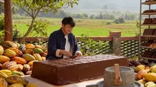 A Chinese man spends a week making chocolate from cocoa beans!#food #cooking #satisfying