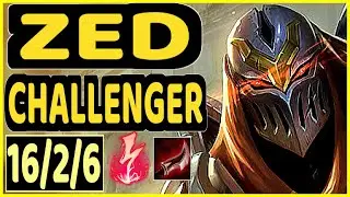 PERKZ (ZED) - 16/2/6 KDA CHALLENGER GAMEPLAY - EUW