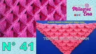 Chal Punto N° 41 en forma triangular, en V o en punta en punto cocodrilo o escamas paso a paso