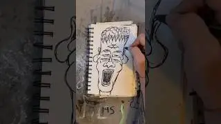 Daily Faces Challenge: Day 197/365- Surreal Abstract Face Drawing | Sketchbook Art Timelapse #shorts
