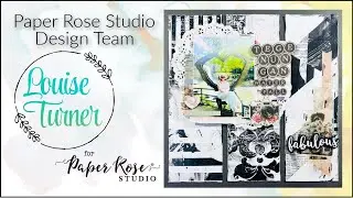 Scrapbook Layout for Paper Rose Design Team - 12x12 dark background with busy papers