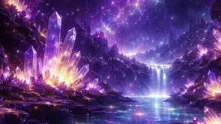 Cosmic Crystal Cavern ✨ Ambient Fantasy Visual | Purple, Teal & Gold Stardust Realm