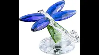 H&D HYALINE & DORA Crystal Glass Animals Figurine, Blue Standing Dragonfly,Gift Boxed