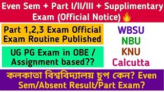 Even Sem: Part I/II/III: Supple Exam: Official Notice🔥: OBE/Assignment based?Calcutta University?