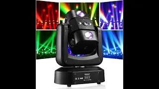 18 Channel LED Moving Head Light,Infinite Rotation Strobe DJ Lights DMX Multi-Effects Control