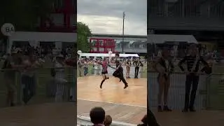 Participation de Noann & Charl&egrave;ne &agrave; la pr&eacute;sentation du Rock Acrobatique aux JO 2024 Paris - fan zone