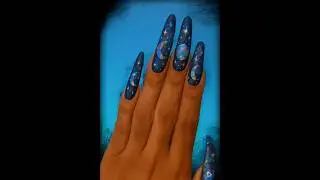 Lunar Magic Nails! ✨ Celestial Moon & Star Manicure! #nailart #longnails #longnailart #moon #shorts