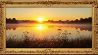 Golden Sunrise Landscape | Framed Art With Music & Uplifting Piano 4K