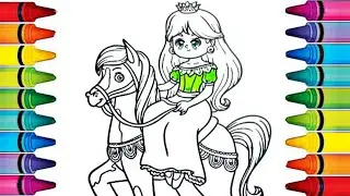 How to draw a cartoon horse and a cute small girl,little girl and a horse drawing and coloring,