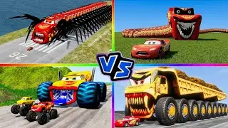 🚗MEGA McQUEEN SHOWDOWN! 💥 GIANT CENTIPEDE vs DOUBLE BUS MONSTER vs ZOMBIE PIT! 💀🔥