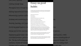essay on good habits