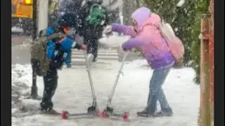 Razor? Weird choice, winter transportation to school