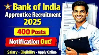 Bank Of India Apprentice Recruitment 2025 New Vacancy Today Total Post -400 How To Apply #job 