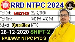 RRB NTPC December 28, 2020 Shift 2 Maths Paper Solution | RRB NTPC 2024 PRAKASH SIR