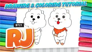 How to draw Cute RJ BT21 | Drawing + Coloring Tutorial for Beginners