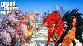 Shin Godzilla x Godzilla vs Prime Muto, Cleric Muto - The First Battle ( GTA V Mods )