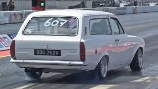 Honda F20 Swapped Mk1 Escort Estate at Santa Pod Raceway