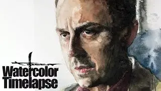 Watercolor [Speed painting - Timelapse] Portrait - Giovanni Ribisi - Sneaky Pete