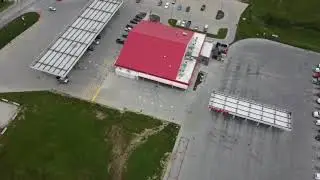 Arial footage of Walmart distribution Harrisonville Missouri overnight parking