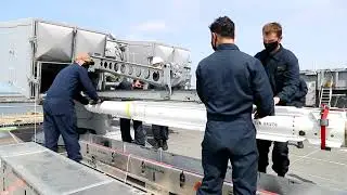 Mk 29 Sea Sparrow Missile Launcher   RIM 162 ESSM & RIM 7P During Sea Trials