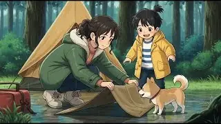 Ghibli-Style Night in Nature | Rainy Forest Camping ASMR / 2D Animation