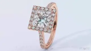 Cape Diamonds South Africa - Princess Cut Halo Rose Gold Diamond Engagement Rings