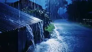 Midnight Rural ASMR: Relentless Heavy Rain Falling Over Quiet Fields and Sleeping Homes 106