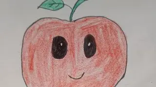 Apple drawing simple and easy for kids with colour #drawing #apple #aforapple #trending #video #