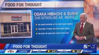 To-go containers stored on tire at Knoxville Hibachi restaurant