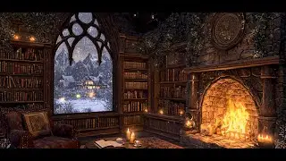 Fireside Winter Cabin ❄️ Warm Fireplace, Snowfall & Cozy Reading Ambience for Sleep & Focus