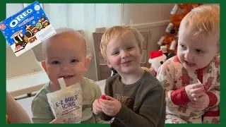 Milo, Indy, and Isla Decorate an Oreo Cookie Train Gingerbread House! 🍪🚂