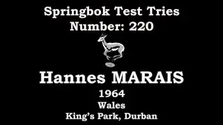 Hannes Marais - Springbok Test Try 220 - 1964 Wales, Durban
