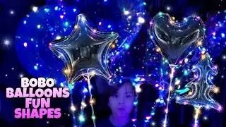 Inflating LIGHT UP Bobo BALLOONS! Star, Heart, Christmas Tree and Unicorn Shapes - Popping FAIL