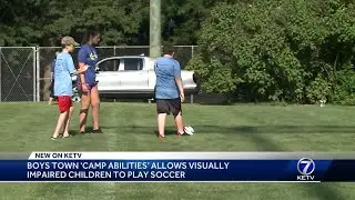 Kids play 'blind soccer' at Camp Abilities