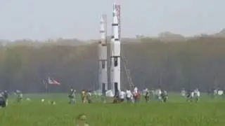 Saturn V scale model rocket launch 480p