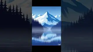 Winter Mountain Landscape | Snowy Mountains Art #digitalart #ibispaintx #artwork #shorts #tutorial