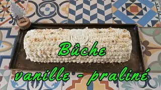 🎄🤍🍫 Bûche vanille et praliné. Dessert gourmand. Sans gluten.