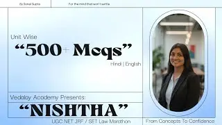 500+ Mcqs - UGC NET JRF/SET LAW Nishtha Marathon | Unit Wise | Hindi- English Mcqs | Vedalay Academy