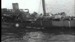 Smoke billows up from APA attacked by submarine off the coast of Kwajalein during...HD Stock Footage