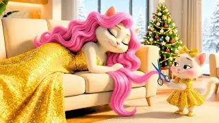 OMG! Cute Little Kitten Cuts Moms Hair at Christmas  Sweet Surprise!. - AI Cat Story #aicat