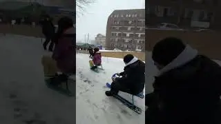 UFC fighter Merab Dvalishvili races Nina Drama in the snow sled LOL #UFC #shorts
