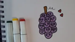 How to draw a cute grape fruit for kids #fruit #drawing 