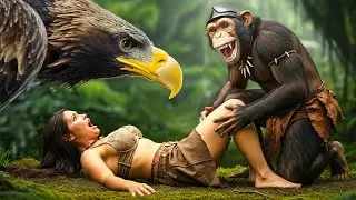Life 3.2 Million Years Ago - Giant King Kong Rescue, Killer Eagle Attacks Primitive Girl
