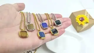 WM-P84 &ndash; Gold, Blue Stone Men, Women Necklace Pendant