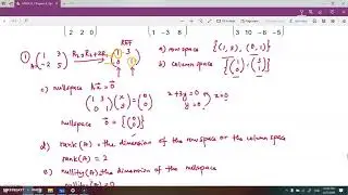 Row Space, Column Space, Null Space, Nullity and Rank - part 1